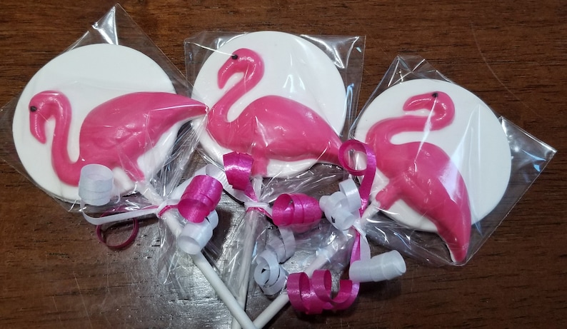 Pink Flamingo Beach Party Chocolate Lollipops Party Favors