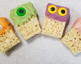 Cute Monsters Chocolate covered rice krispie treats Party Favors