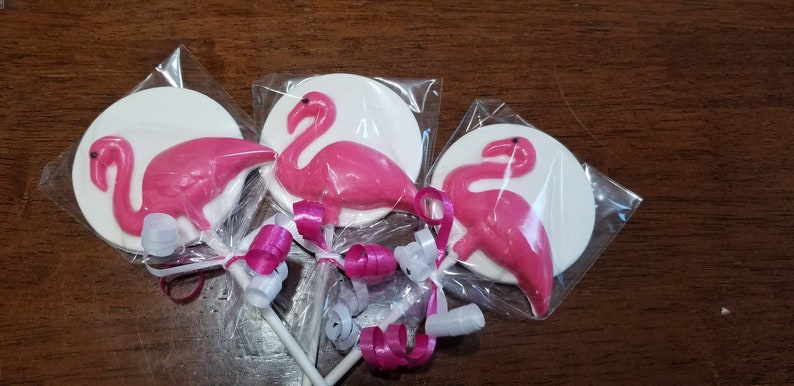 Pink Flamingo Beach Party Chocolate Lollipops Party Favors