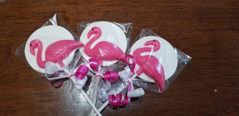 Pink Flamingo Beach Party Chocolate Lollipops Party Favors