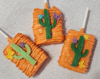 Cactus Cinco de Mayo Mexican Fiesta Desert Chocolate covered rice krispies Party Favors