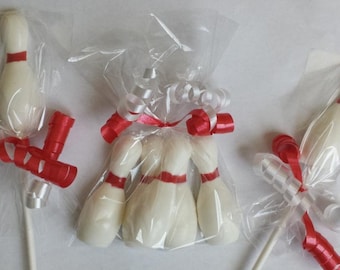 Bowling Pin Chocolate lollipops