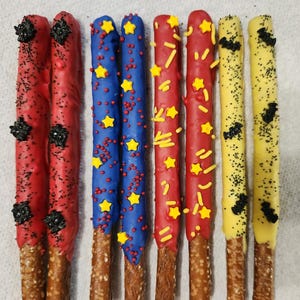 Super Hero Superhero inspired chocolate covered pretzels