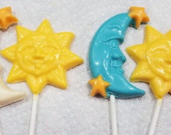 Sun and Moon Baby Shower Chocolate lollipops