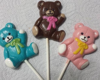 Baby teddy bear first birthday baptism Chocolate Lollipop Party Favors