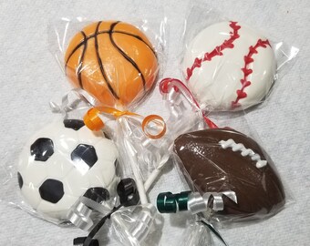 Sports Ball chocolate lollipops basketball, football, baseball, soccer Party Favors