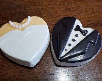 Large Wedding / Bride & Groom Heart Chocolate Covered Cookies Party Favors