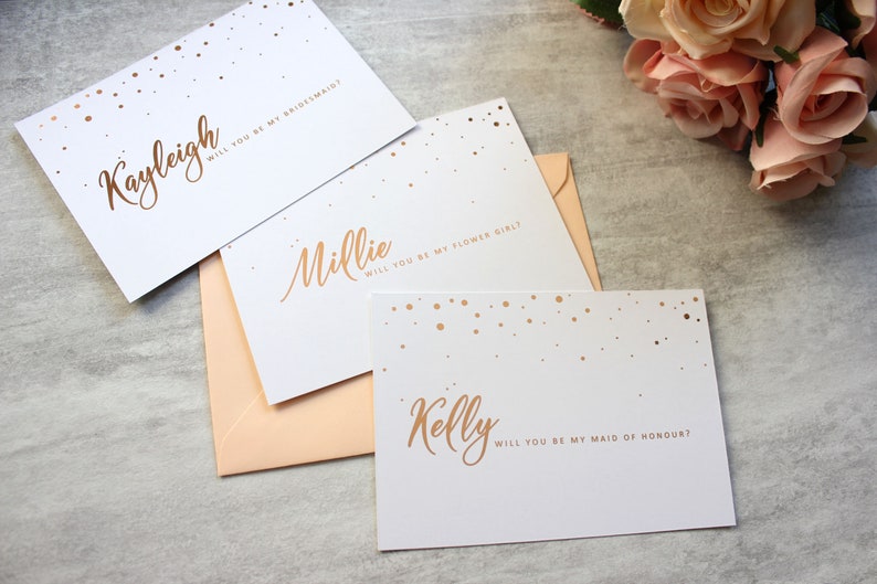 Maid of Honour Card Chief Bridesmaid Card Gold Bridesmaid Proposal Postcard- Will You Be My Bridesmaid Silver Rose Gold