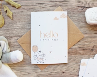 Hello Little One - New Baby Card - Cute Baby Shower Gifts - New Mum Gifts - Welcome to the World - Gender Neutral Cards