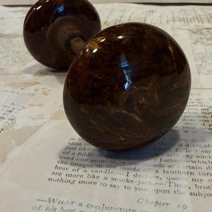 Beautiful pair of antique Bennington style Glazed Brown Rockingham Pottery Door Knobs