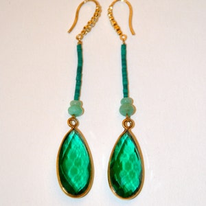 Earring green Quartz, micro Turquoises and Chrysoprases image 2