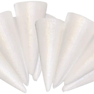 Large Styrofoam Cones, Set of Three Polystyrene Cones, Height 20 Cm 7.87 or  25cm 9.84, Base Diameter 9 Cm 3.54 or 10cm 4, DIY 