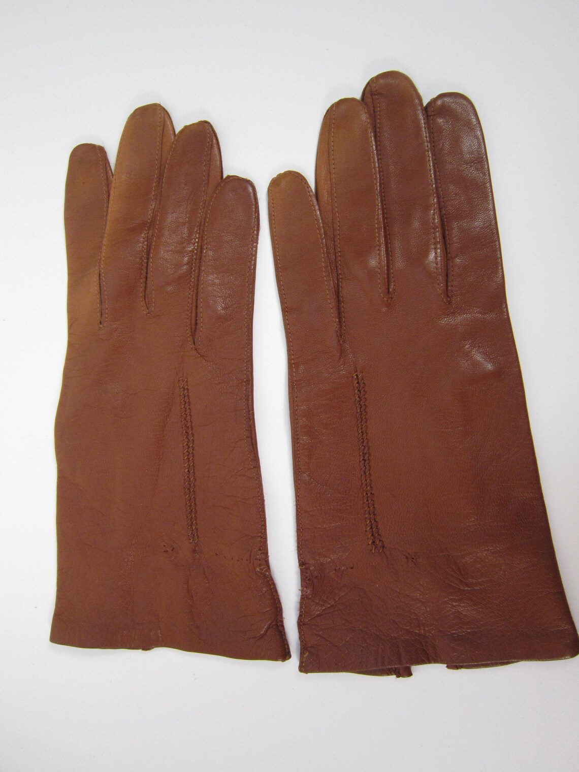 Sz 63/4 Vintage Brown Kid Leather Gloves 81/2 inches Etsy