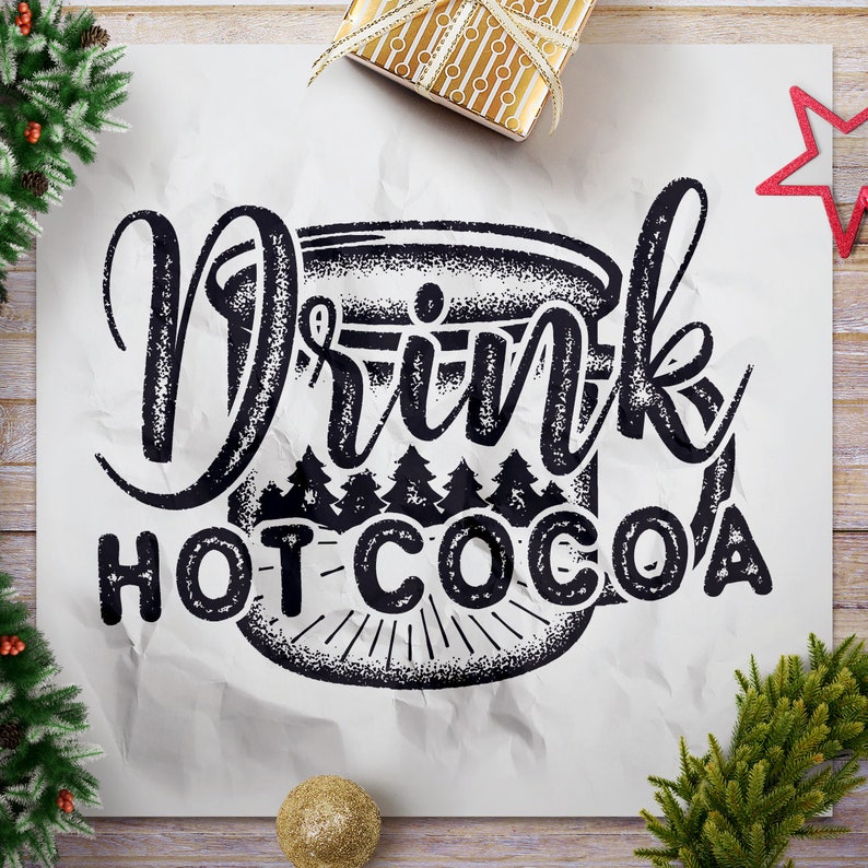 Cuts for Cricut Clipart PNG Decoration Drink Hot Cocoa SVG Silhouette Holiday Vector Xmas Cutting Christmas Cut File Instant Download