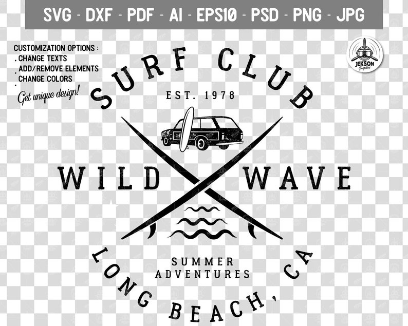 Download Surfing Svg Custom Logo Surf Club Graphic Svg Design Silhouette Summer Branding Business Download Outdoor Sticker Premade Cuts Commercial Paper Party Kids Kids Crafts Safarni Org