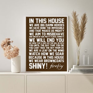 In This House we do Firefly - Geek chic home decor - Firefly Art - Serenity Art - Firefly Print- Serenity Print - INSTANT DOWNLOAD