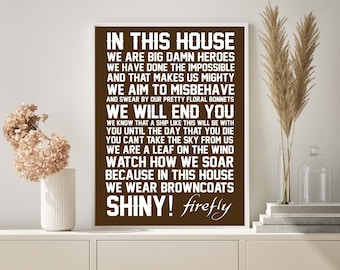 In This House we do Firefly - Geek chic home decor - Firefly Art - Serenity Art - Firefly Print- Serenity Print - INSTANT DOWNLOAD