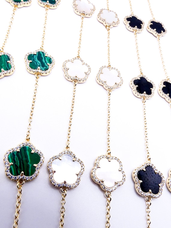 k18ゴールド クローバー型チャーム LUXURIOUS Petite 18kt Gold Plated Crystals Encrusted 7 Pcs 5