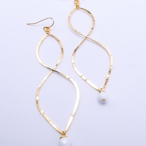 UNIQUE Lightweight White Aventurine Crystal Gold Filled Skinny Twisting Teardrop Chandelier Earrings, Boho, Minimalist, FREE SHIPPING!