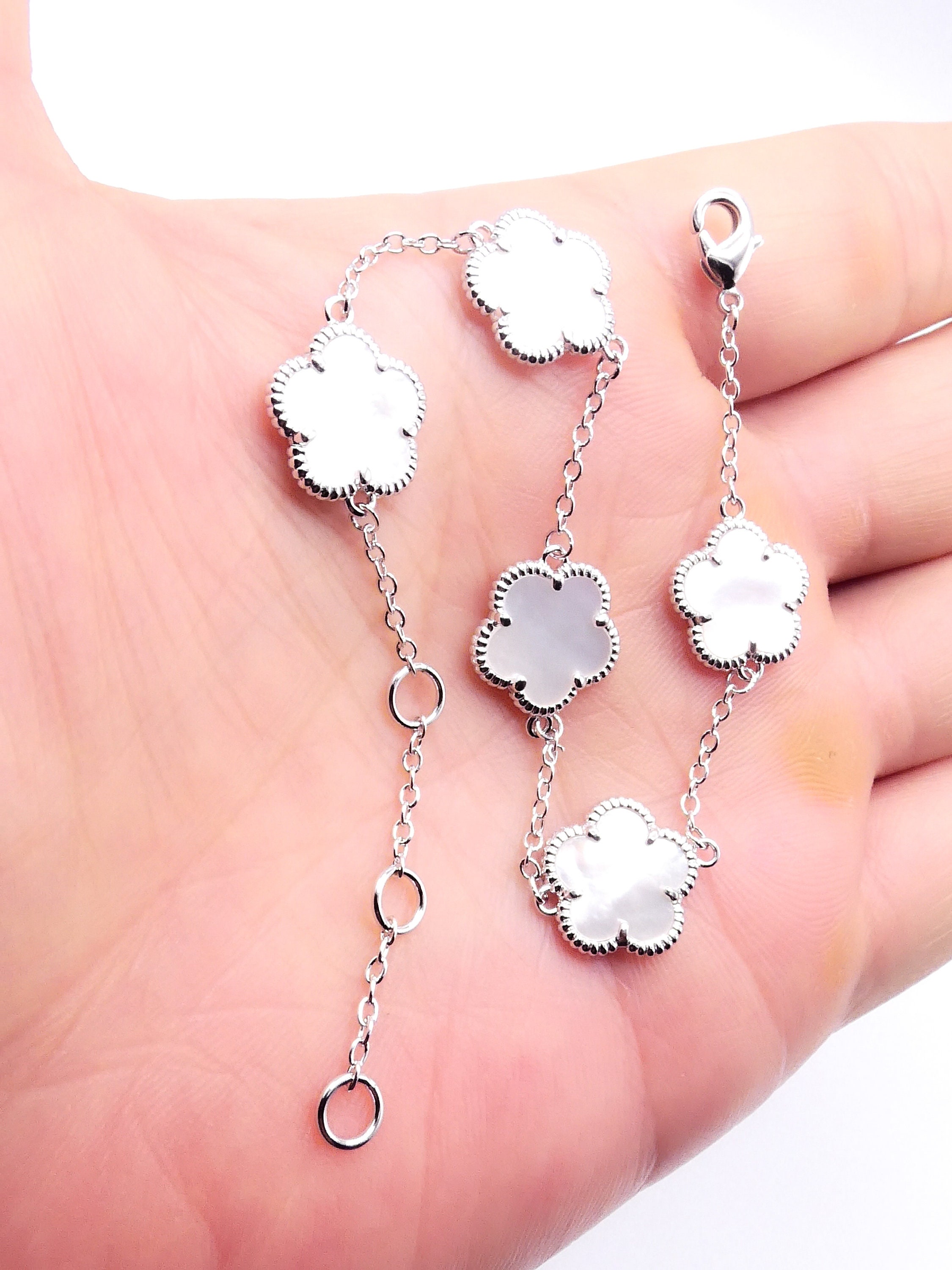 EXQUISITE Dainty Petite 18kt White Gold Plated Mother Pearl