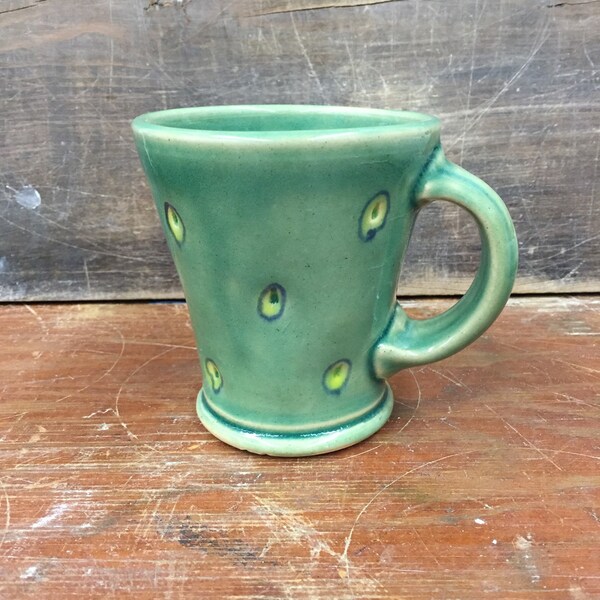 Wheel Thrown Pottery Spotted Celadon Mug 13 oz