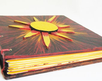 Small Square Journal, Multicolor notebook, Fun little book, Blank book, Crafty notebook, Sunburst book, Red Yellow Orange, bright color book