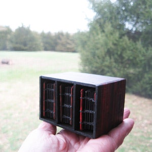Mini Journals, Tiny Sketchbooks, Mini Library, three blank books, books in a case, rustic diary, gift book set, black and tan papers