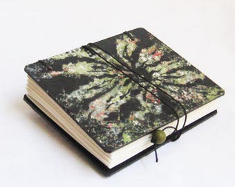 Miniature Book, Blank book, Green and Black, Flower book, organic design, gardener journal, one of a kind artist book