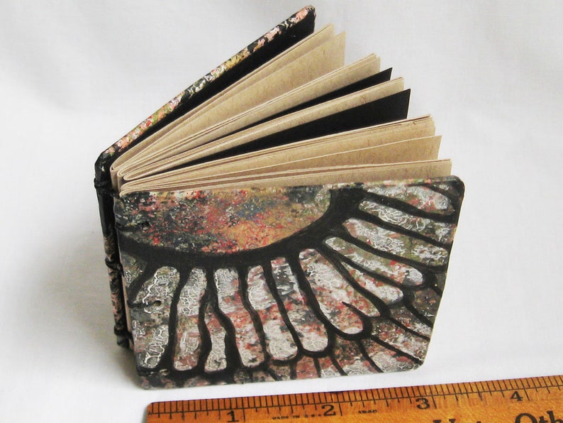 Small book with slipcase, square sketchbook, toned tan paper, coptic binding, artists book, gift book, handmade journal, original OOAK book image 2