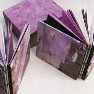 Mini journals, Books in case, quote books, handmade notebooks, gift books, lavender books, purple and brown, one of a kind, coptic books image 2