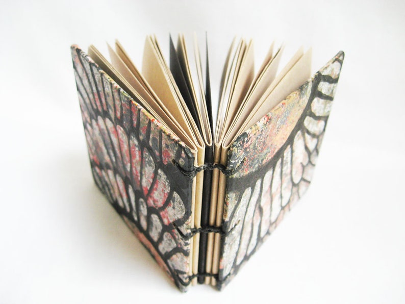 Small book with slipcase, square sketchbook, toned tan paper, coptic binding, artists book, gift book, handmade journal, original OOAK book image 7