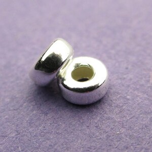 New 4mm 925 Sterling Silver plain Rondelle Roundel Spacer Beads 6 pcs image 2