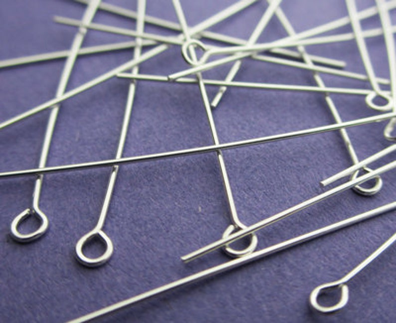 New 19mm 24ga 925 Sterling Silver Eyepins 24pcs