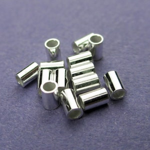 New 2mm x 3mm 925 Sterling Silver Crimp Tube 25pcs