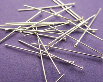 New 25mm 24 gauge 925 Sterling Silver Flat Ended Headpins 20pcs