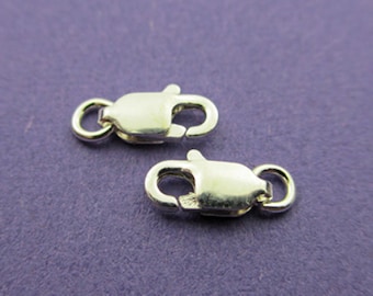 New 8mm x 3mm 925 Sterling Silver Lobster Clasp with open jump ring 3pcs.