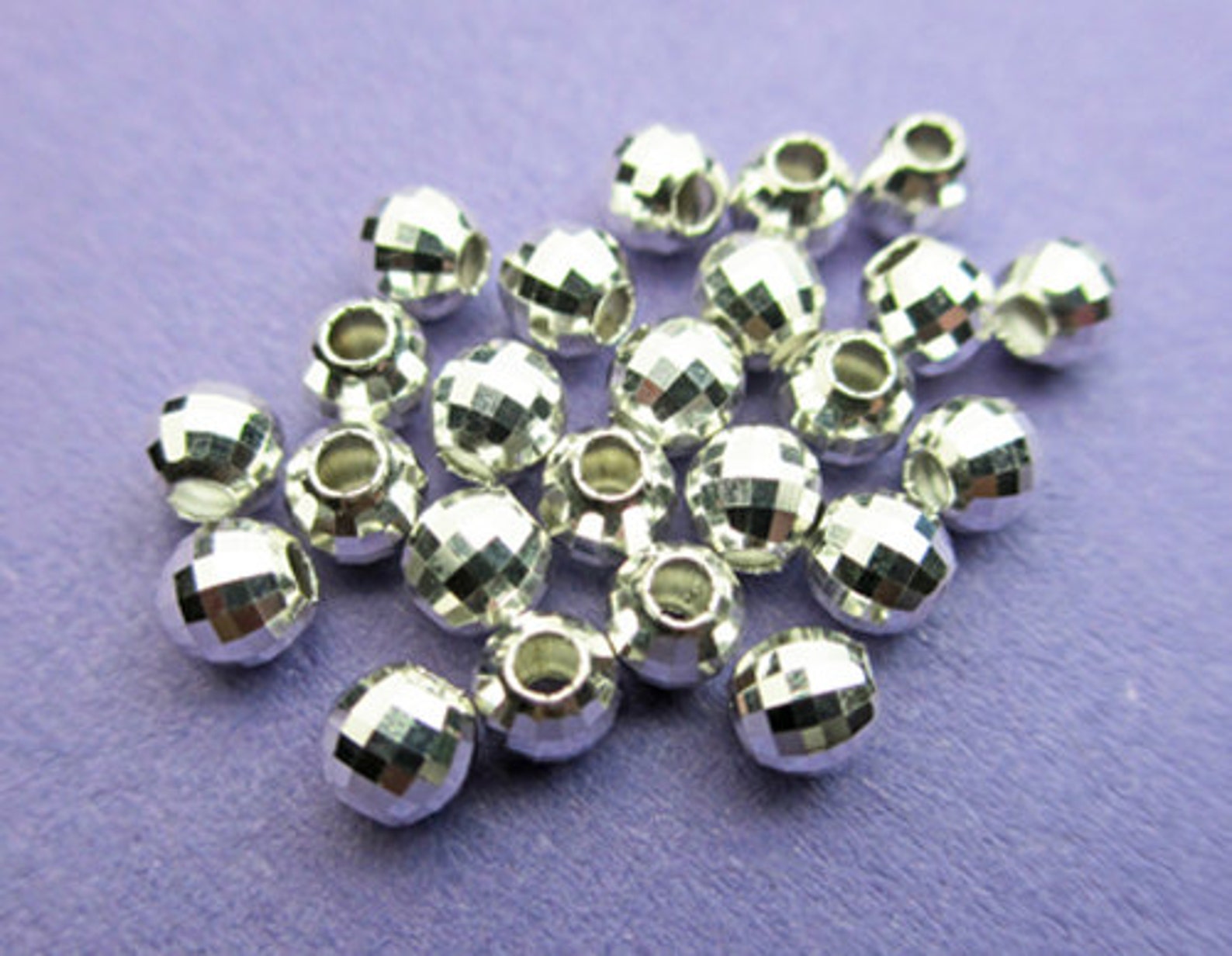 New 4mm 925 Sterling Silver Mirror Ball Round Spacer Bead Etsy UK