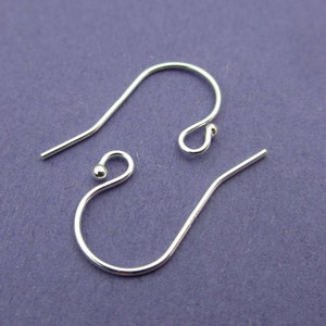 New 20mm 24 gauge 925 Sterling Silver French Ear Wires 2 Pairs image 1