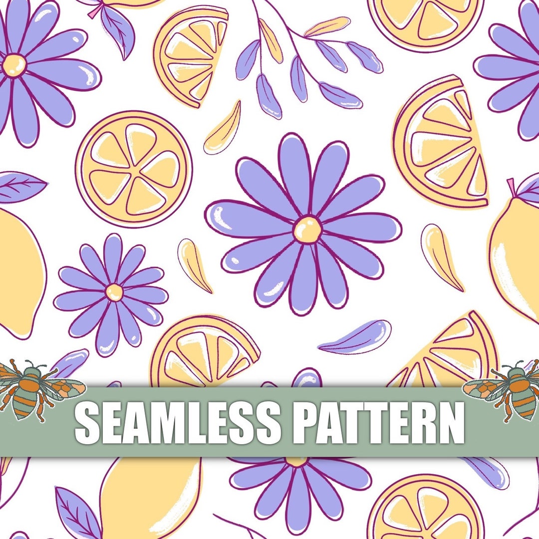 Lemon Summer Floral Seamless Design Lavender | Summer Pattern | Floral ...