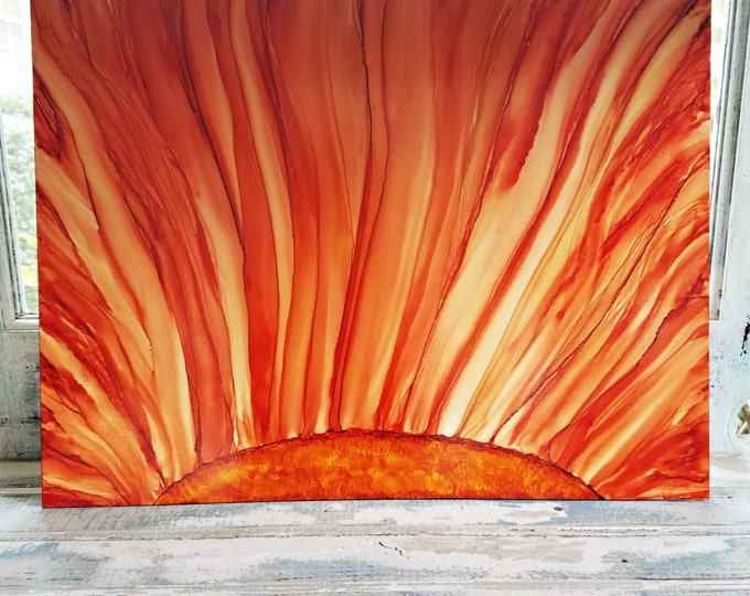 Alcohol Ink 16x20 Painting on Gesso Board Abstract Oranges Etsy