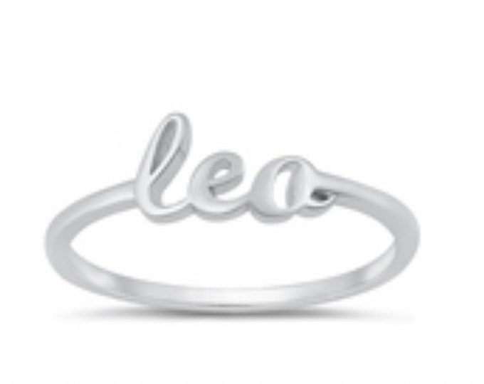 Sterling Silver Leo Zodiac Sign Ring