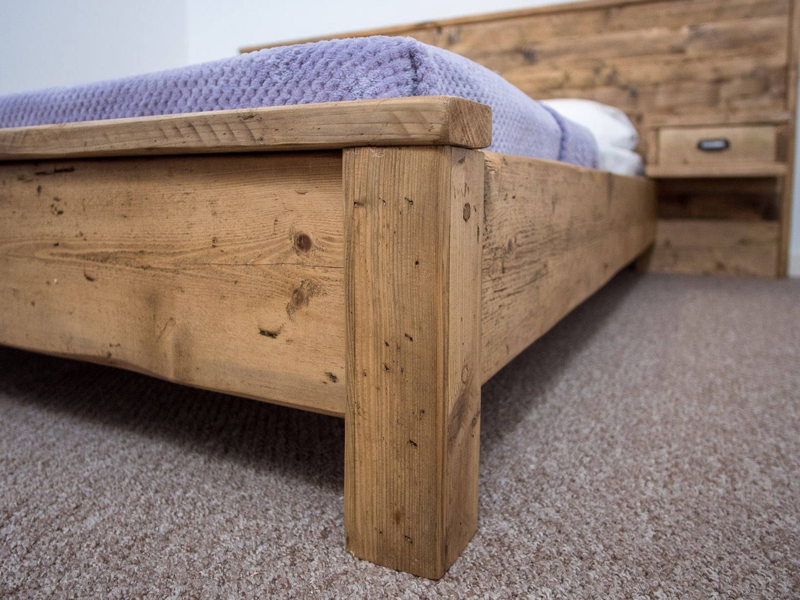 Bodmin Cabin Bed Frame Reclaimed Pine Solid Rustic Wood With Etsy UK