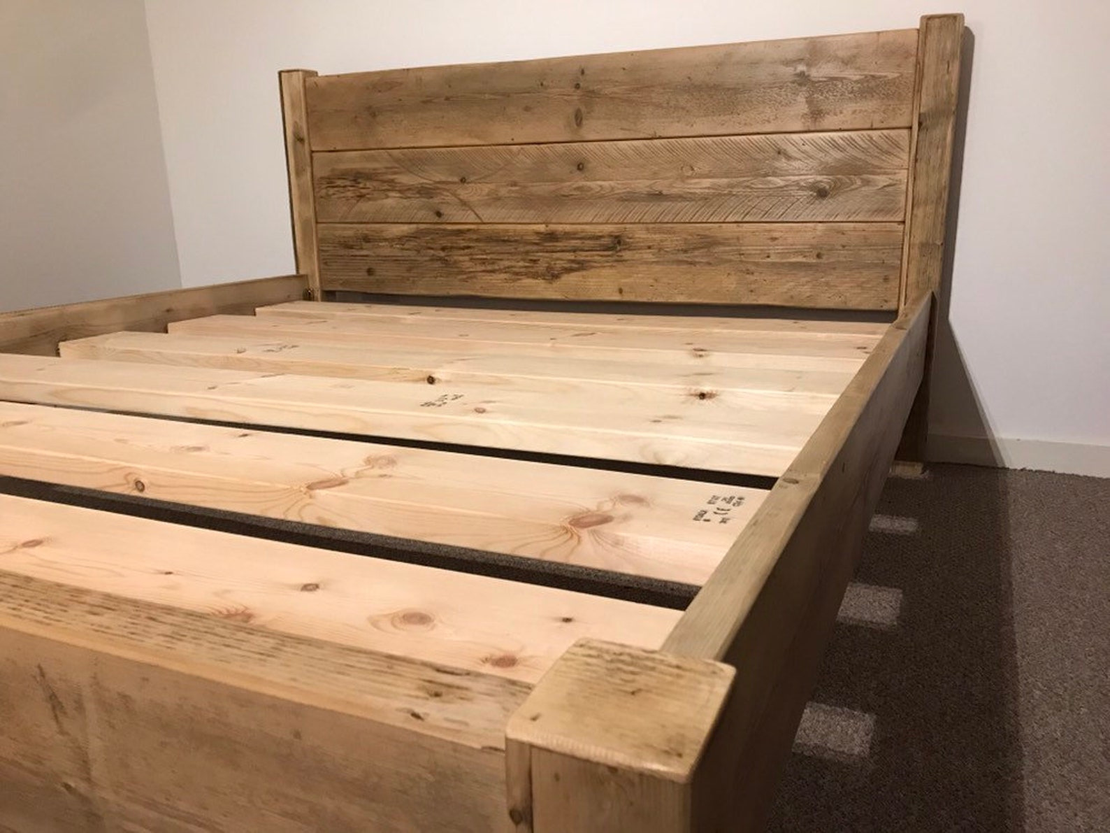 The Suffolk Bed Frame Chunky Solid Rustic Reclaimed Pine Wood With ...