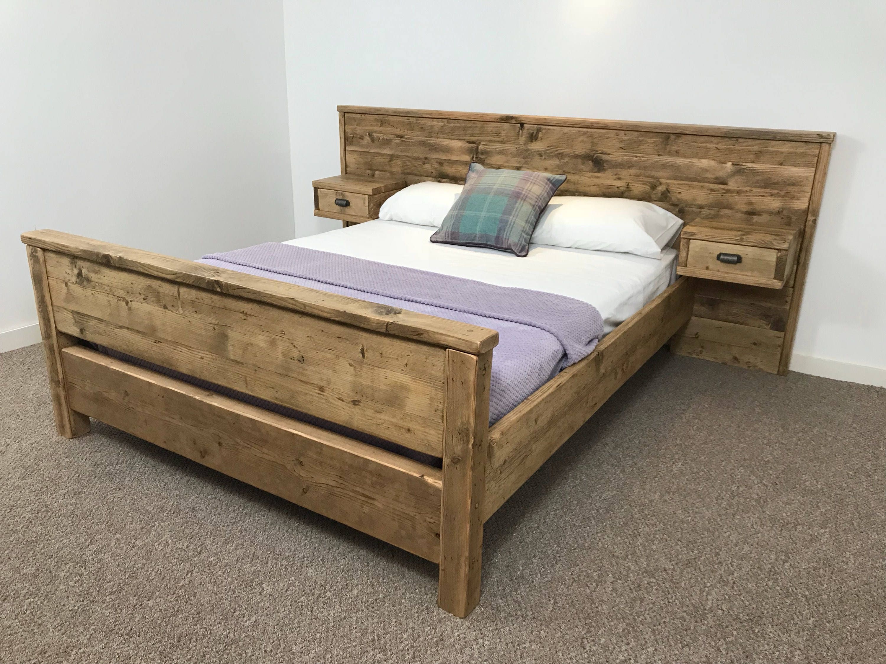 Bodmin High End Bed Frame Chunky Solid Rustic Pine Wood With Headboard All Sizes Available Free Uk Delivery