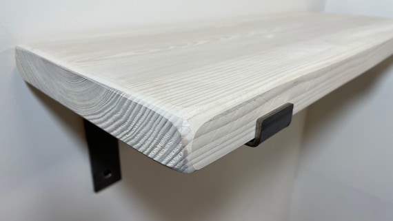 Jasmine white wash pine shelf with Industrial Metal Bracket 15cm x 3.5cm