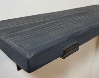 Slate Grey wash pine shelf with Industrial Metal Bracket 15cm x 3.5cm