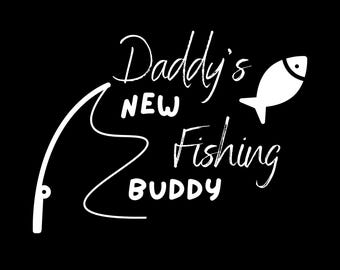 Daddy's New Fishing Buddy Digital Design - Cute Fishing Pole & Fish - Printable Art for Father's Day, Gift