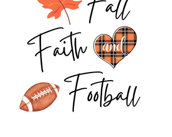 Fall Faith and Football with Fall plaid Heart Digital Design