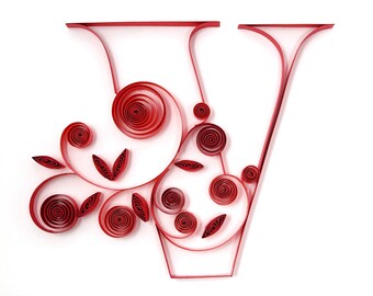 Personalized Paper Quilling Gift For Him - Personalized 1st Anniversary Gift for Her - Monogram Quilled Wall Art Work - Monogram Letter V