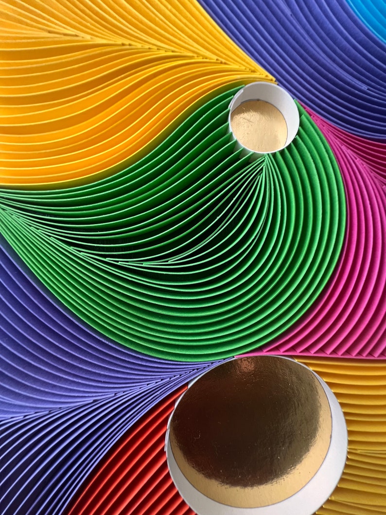 Golden Kaleidoscope Paper Quilling Abstract Art Decor Symphony of